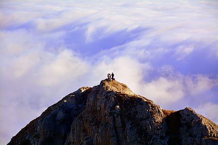 part superior, excursió, núvols, muntanya, carega, Itàlia