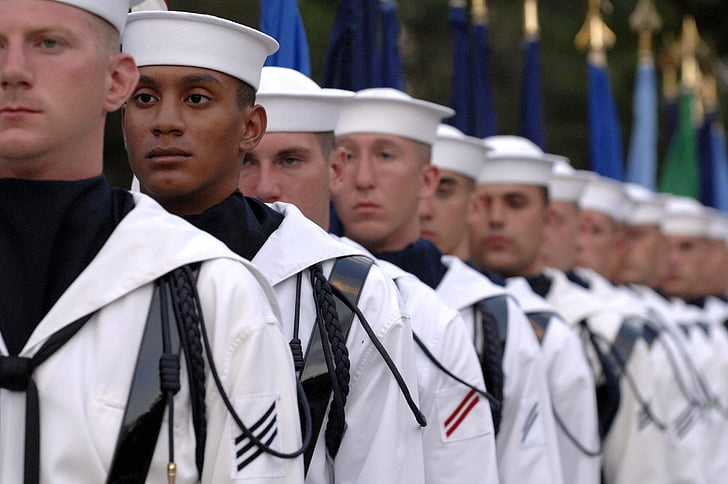 buriuotojai, karinis jūrų laivynas, formavimas, garbės, apsauga, vienodas, Jungtinės Amerikos Valstijos