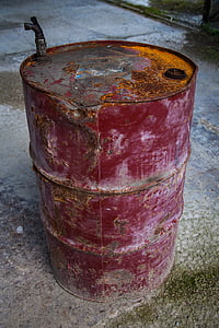 old, rusty, barrel, old rusty barrel, factory, metal, iron