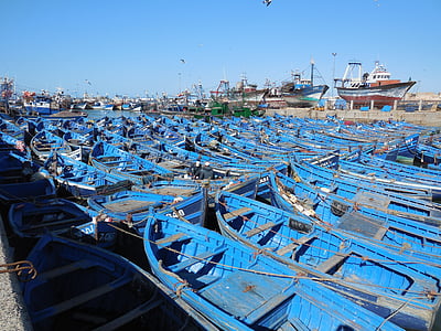 csónakok, Port, Essaouira, Marokkó, utazás