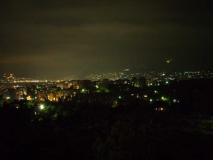 밤, 도시, 조명, 어두운, 보기, 안탈 야, 터키