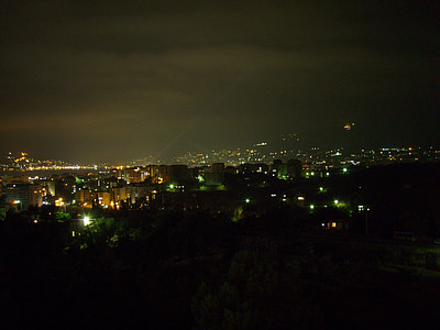 noc, Miasto, światła, ciemne, Widok, Antalya, Turcja