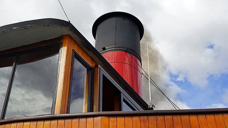 chimney, steamer, steam, ship, pollution, smoke, combustion