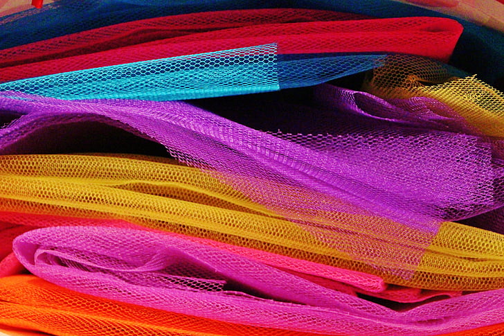 fabric, tulle, colorful, sew