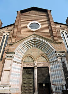 kostol, Svätej Anastázie, Verona, Taliansko, pamiatka, oblúk, dvere