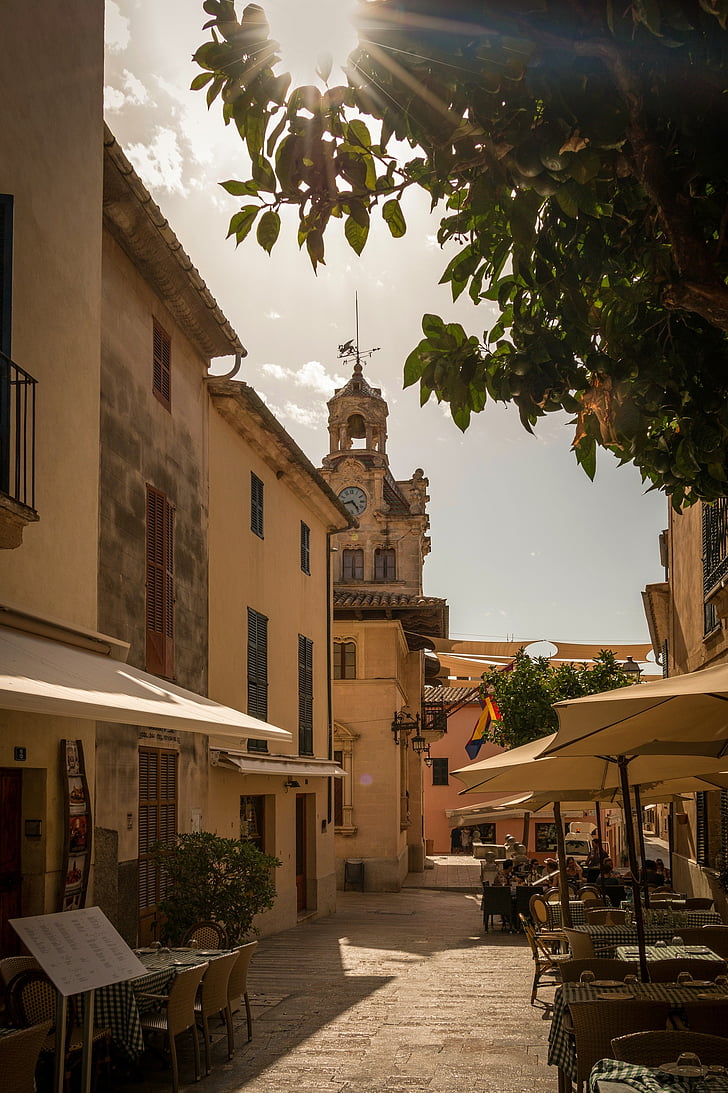 alcudia, majorca, holiday, city, old town, architecture, sun