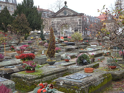 kyrkogården, Nuremberg, gamla kyrkogården, st john kyrkogård, sten, Ledsen, historiskt sett