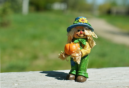 Scarecrow, Ķirbīte, rudens, oktobris, cepure, Pateicība, ražas