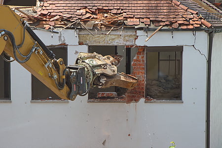 excavators, home, demolition, site, construction abbruchzange