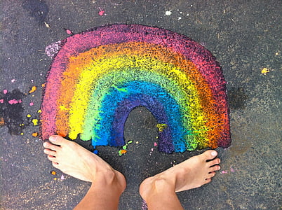 Duha, nohy, Veselé, štěstí, noha, barevné, světlé