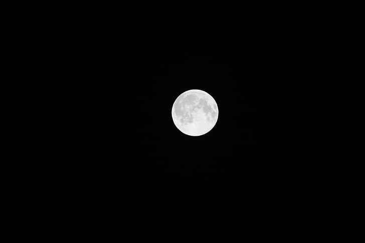 luna, moonscape, lunar, negru, cer, noapte
