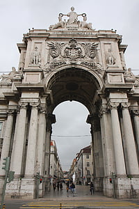 Portugal, Lissabon, monument, deur, boog, centrum, ingang