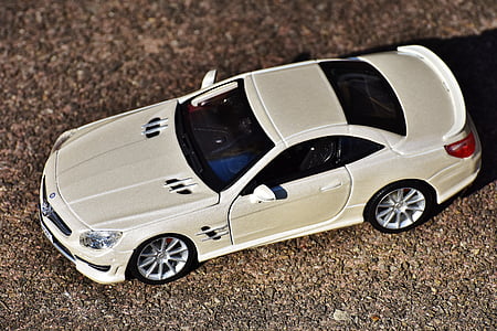 Мерцедес Бенц, SL 65 amg, бяло, модел автомобил, спортни автомобили, модел, Авто