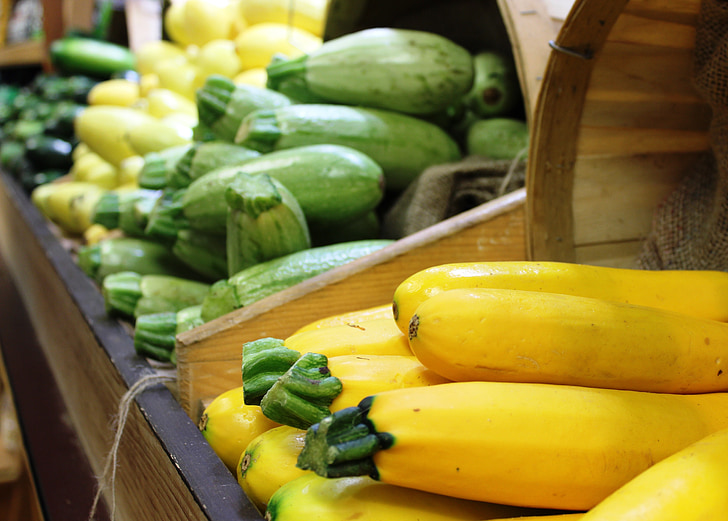 squash, yellow, green, food, produce, vegetable, harvest