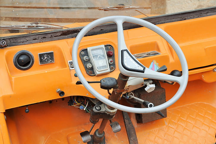 Mehari, samochód, pomarańczowy, koło kierownicy, Pulpit nawigacyjny, pomarańczowy méhari, Kabriolet