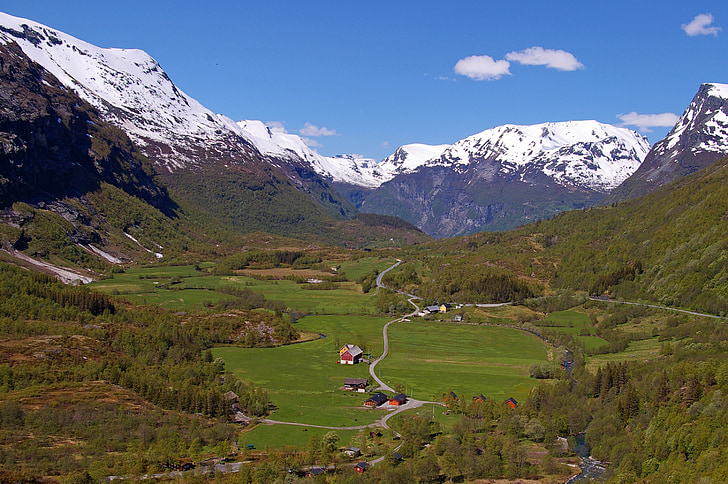 norway, fjordlandschaft, mountains, landscape, nature, hill, sky
