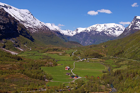 Norsko, fjordlandschaft, hory, krajina, Příroda, Hill, obloha