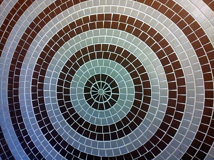 mur de mosaïque forme cercle concentrique, blanc, noir, modèle, texture, signal, arrière-plan