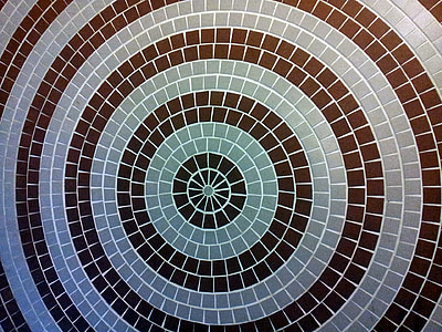 mur de mosaïque forme cercle concentrique, blanc, noir, modèle, texture, signal, arrière-plan