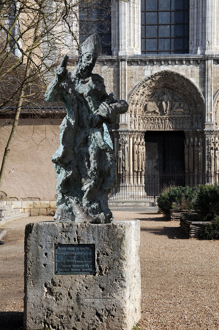 Vyskupas, statula, Veranda, Parvis, katedra, Chartres