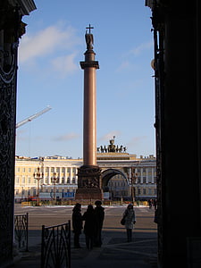 kolonnen alexander, Alexandria søyle, Slottsplassen, Petersburg, Colonna, arkitektur, Vinter