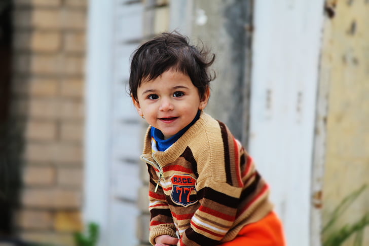 gyermek, cuki, mosoly, boldogság, kis, női, Irak