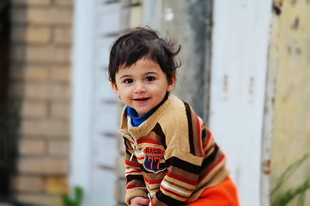niño, lindo, de la sonrisa, felicidad, poco, mujer, Irak