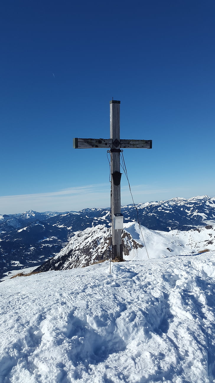schochen, Summit cross, tippkohtumine, Talisport, talvel, lumi, Alpine