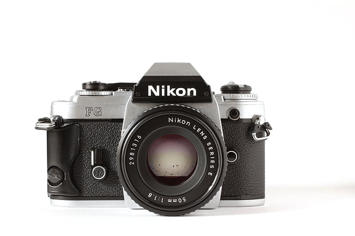 Nikon, Analoginis, kamera, senas fotoaparatas, nuotrauka, derlius, objektyvas