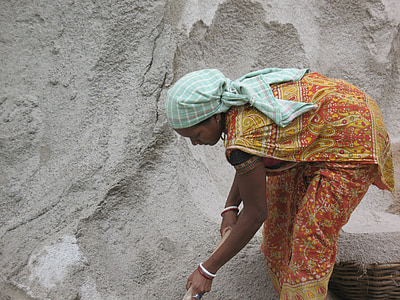 donna, operaio, lavoratore, povero, costruzione, lavoro, India