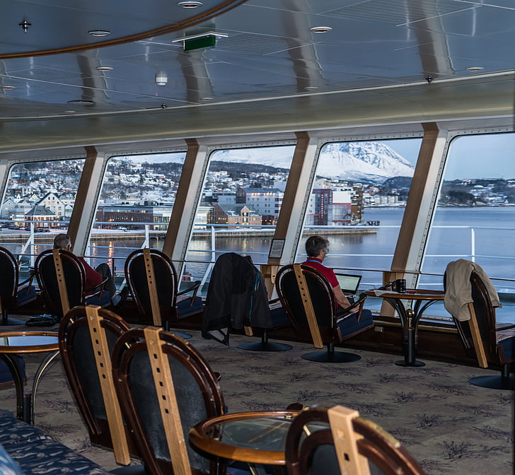 Norwegia, pelayaran, Hurtigruten, finnmarken, Skandinavia, Lounge, Pariwisata