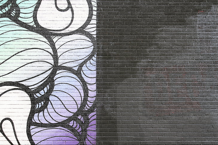 wall, bricks, paint, pattern, black, art, abstract