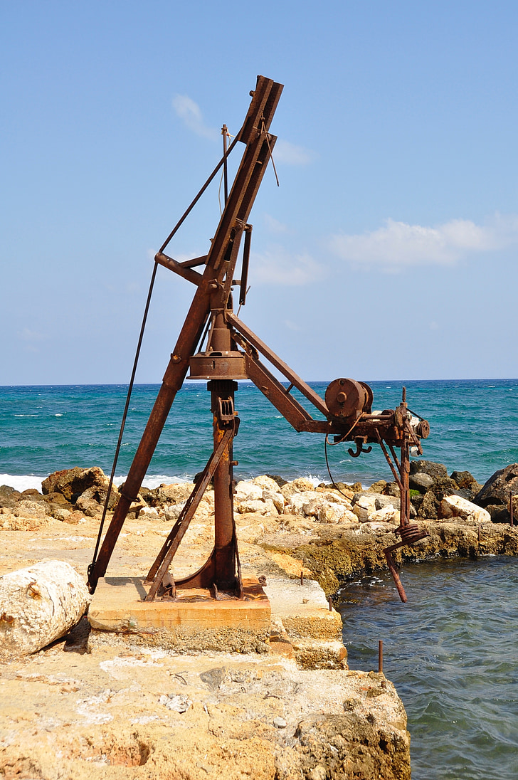art, mer, eau, Crète, roches, oeuvre d’art, statue en bronze