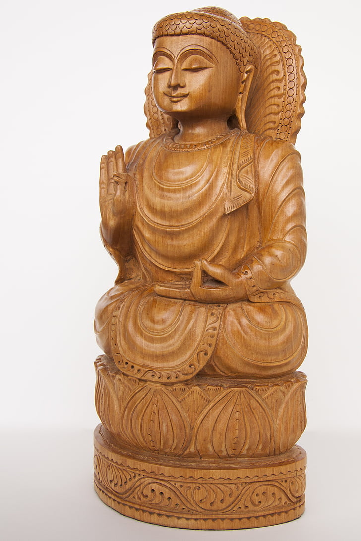 kunst, Asien, Buddha, smilende, skulptur, figur, guddom