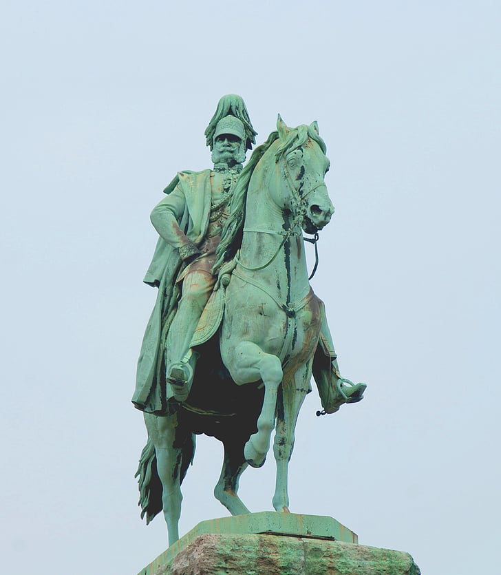 Monumento, colônia, Imperador Guilherme i, estátua equestre, Rei da Prússia, bronze, Marco