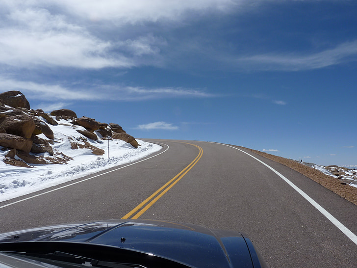 route, é.-u., Colorado, Pikes peak, courbe de, Auto, en voiture