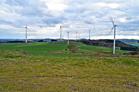 Větrník, windräder, Větrná energie, větrné mlýny, krajina, obnovitelné zdroje energie, vítr