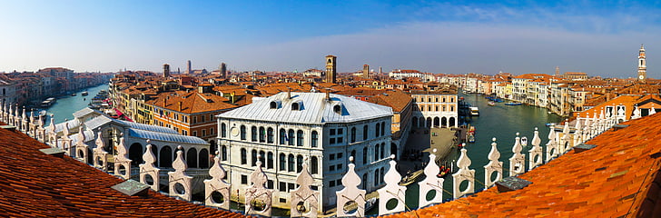 arkkitehtuuri, rakennus, Venetsia, City, Panorama, historiallisesti, kaupunkinäköala