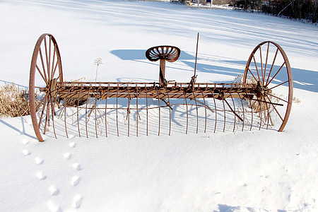 farma, stroj, poľnohospodárske stroje, Rust, sneh, za studena, ľad