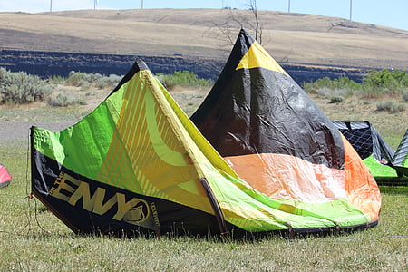 kitesurfingu, latawiec, wiatr, Kiteboarding, Flaga, dzień, na zewnątrz