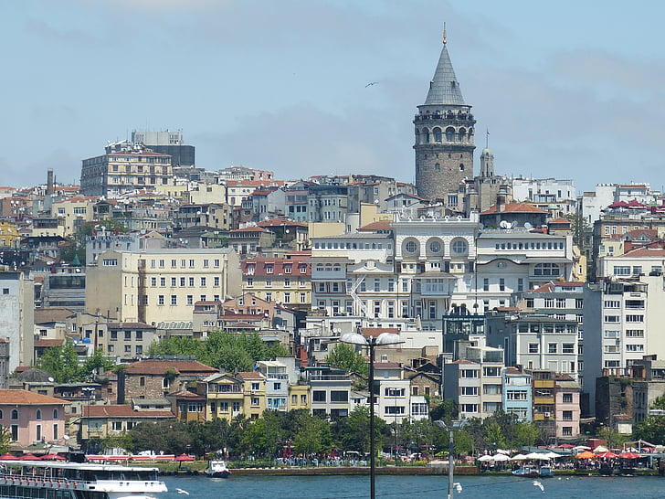Istanbul, Tyrkia, Galata, Galata tower, gamlebyen, tårnet, Bosporos