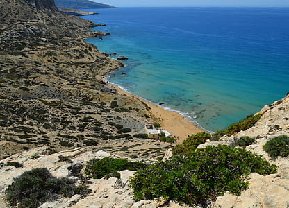crete, matala, red beach, greek island, holiday, sea, view