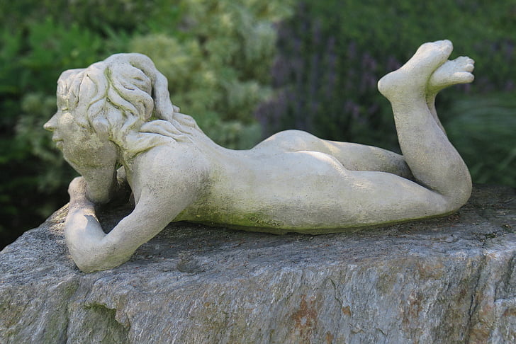 скульптура, садові фігурки, жінка, Кам'яна фігура, сад, камінь, Статуя