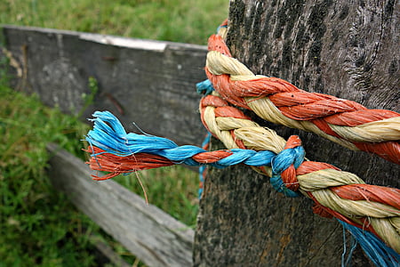 nudo de, cuerda, atado, trenzado, de fijación, seguridad, cadena