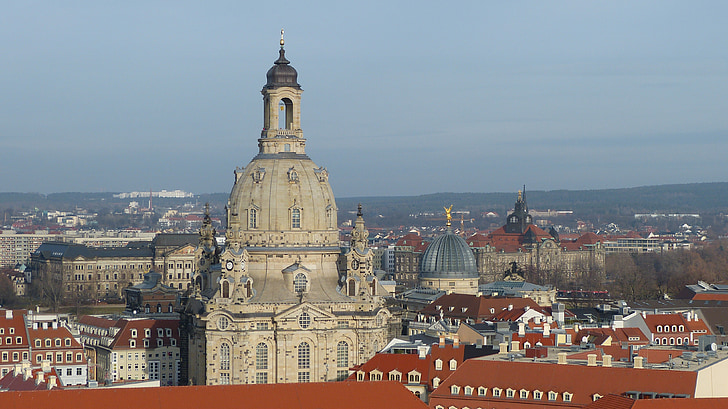 Dresden, Frauenkirche, Sachsen, Tyskland, landmärke, Steeple, arkitektur
