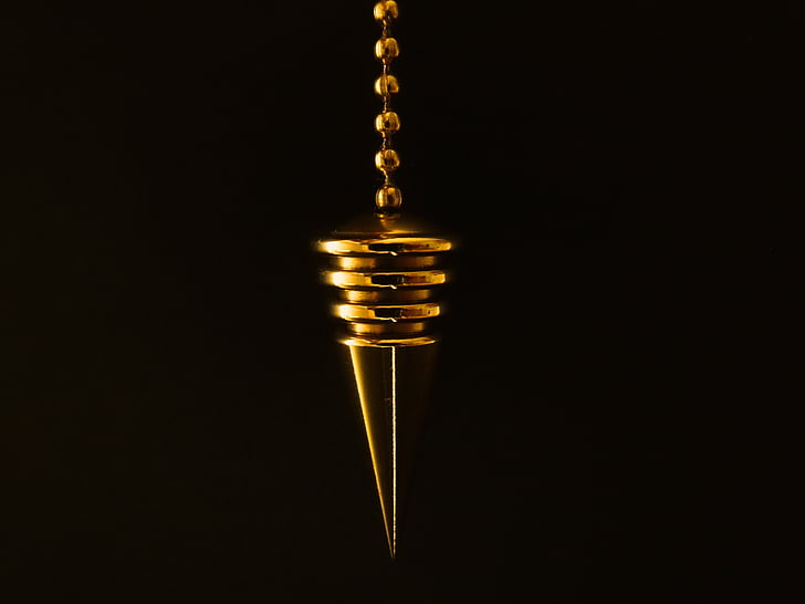 apontada, ornamento, pêndulo, cone de, Cadeia de, ouro, riqueza