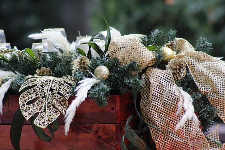 Коледна украса, дървена кутия, декорация, празник, Коледа, кутия, подарък