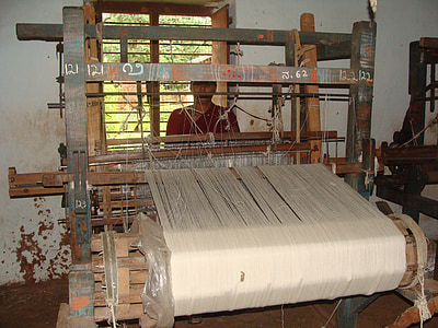 khadi, hrubej tkaniny, garag, India, tkanie, výroba priadze, obec priemysel