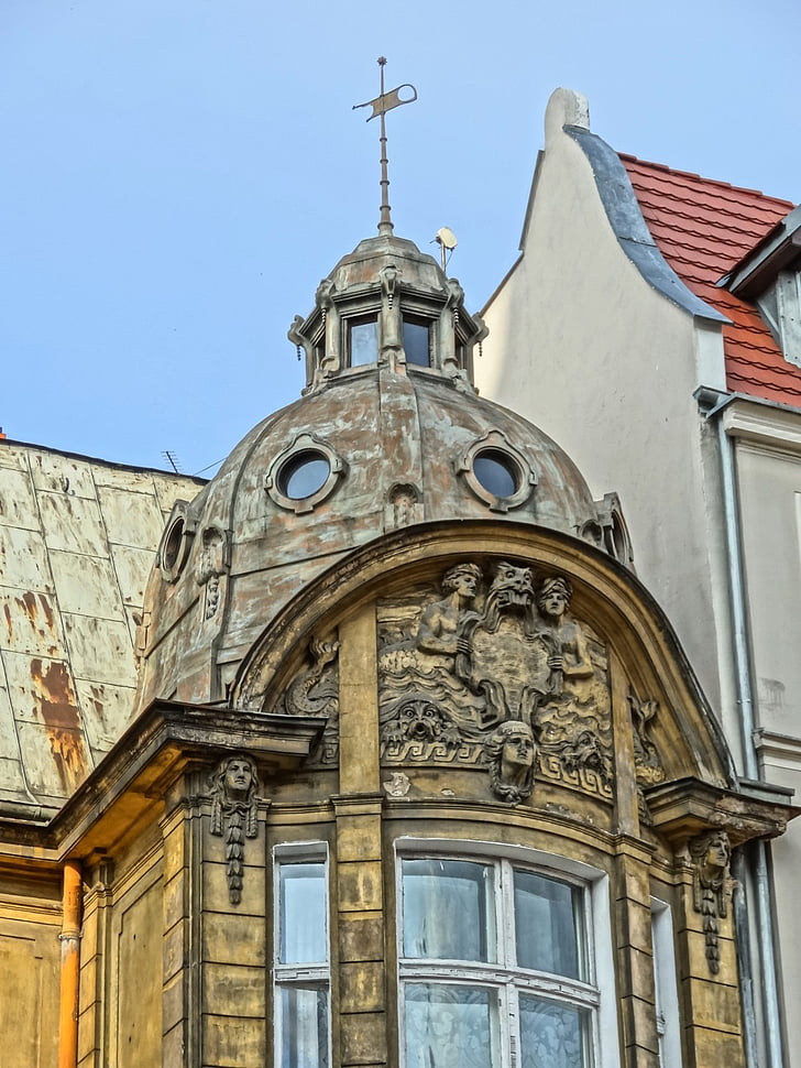 Bydgoszcz, art nouveau, tårn, relief, illustrationer, facade, indretning