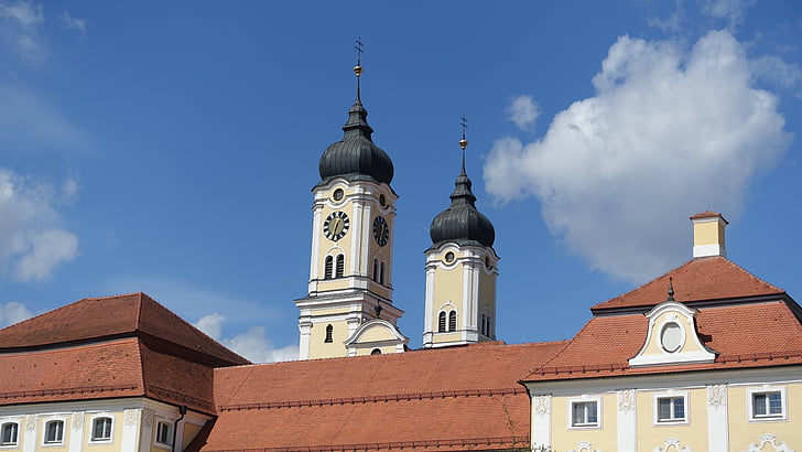 Steeple, roggenburg, barokový, kostol, veže, pútnický kostol, Katolícka